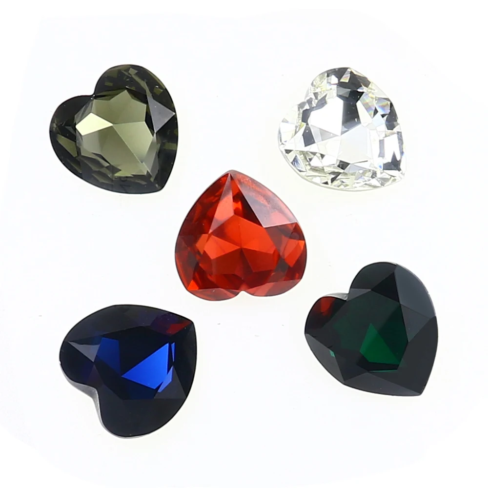 5pcs Opular Gems Big Size Heart Pointed Back Crystal Rhinestone K9 Glass Loose Gemstone Diamonds For DIY Jewelry Decoration 28mm