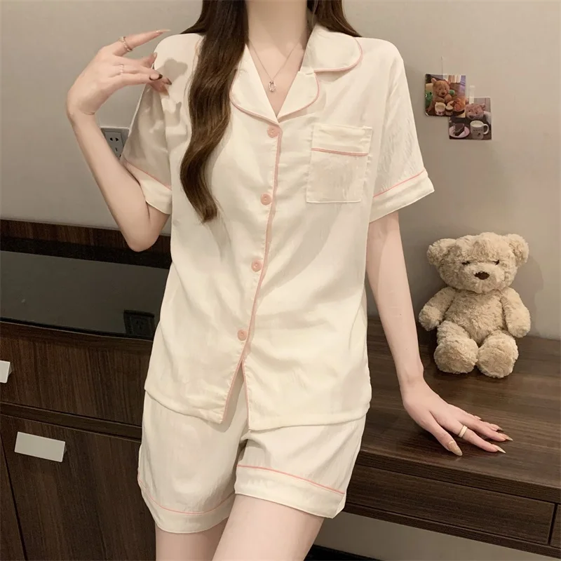 DAIMELU Short-sleeved pajamas women's summer thin cloud cotton lady style simple sleepwear cute nightwear female Loungewear suit