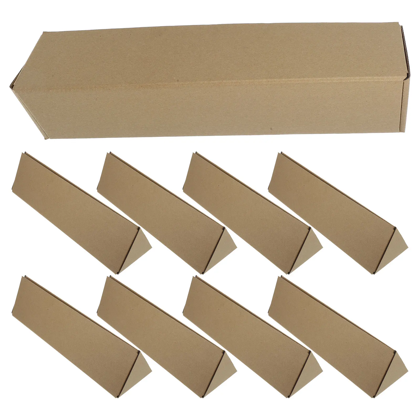 10Pcs Kraft Mailing Triangle Box Wine Packaging Solution for Posters Drawings Storage Tube Lightweight Paper Tube for Documents