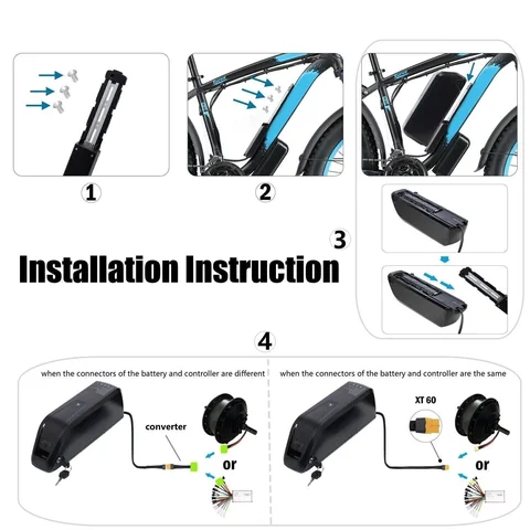 Ship from USA 48V E-Bike Battery Genuine / 5 Pin Hailong 36V 48V 52V 20Ah / 20000mAh 200W -1500W Electric Bicycle Bike Ebike 18650/21700 Lithium Battery Pack 40A BMS for Bafang BBS02 BBS03 BBSHD Motor With 2A Charger, XT60 Connector, USB Port and Base