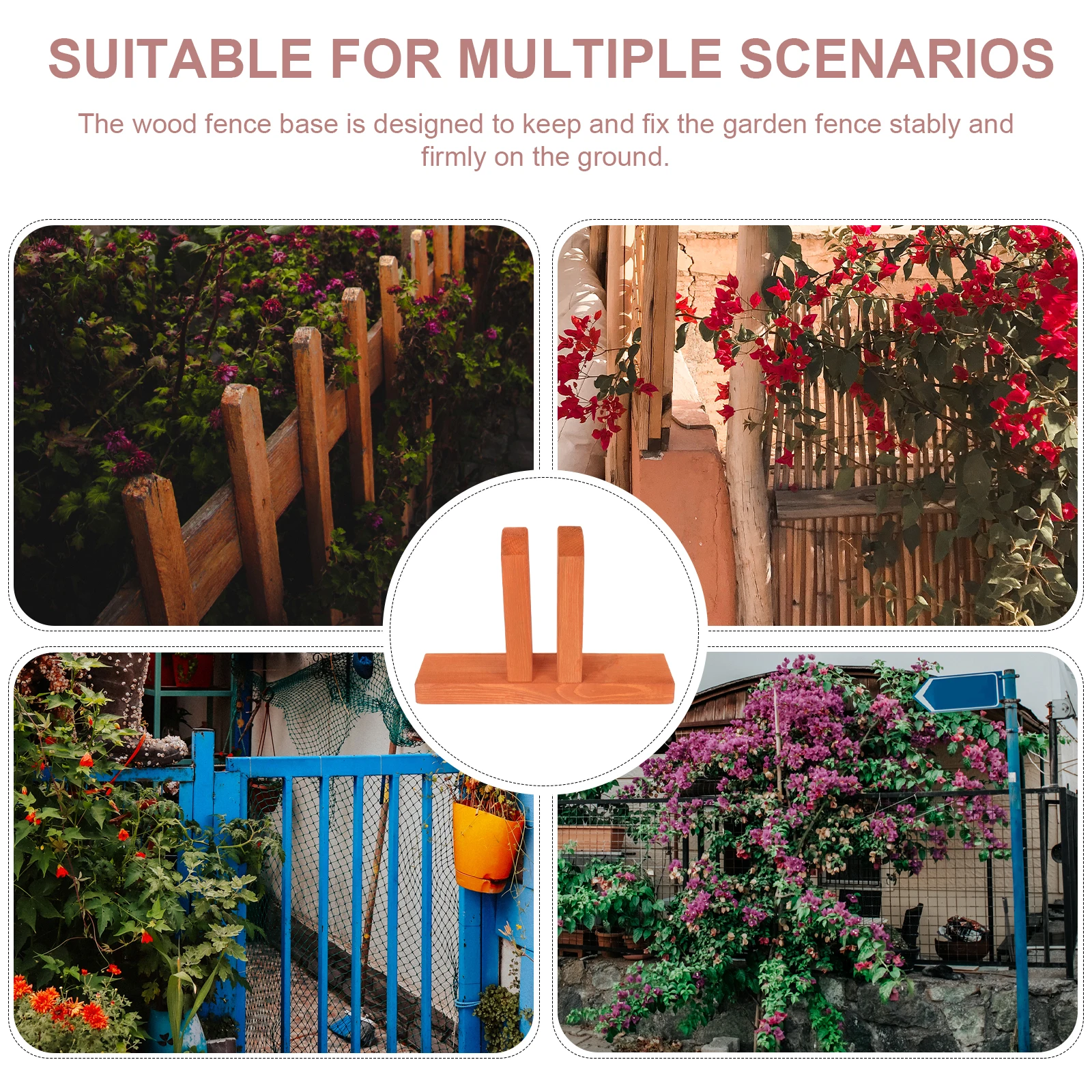 

Durable Wooden Fence Base Stand Garden Fence Support for Small Borders Easy Installation Practical Stable Fixing
