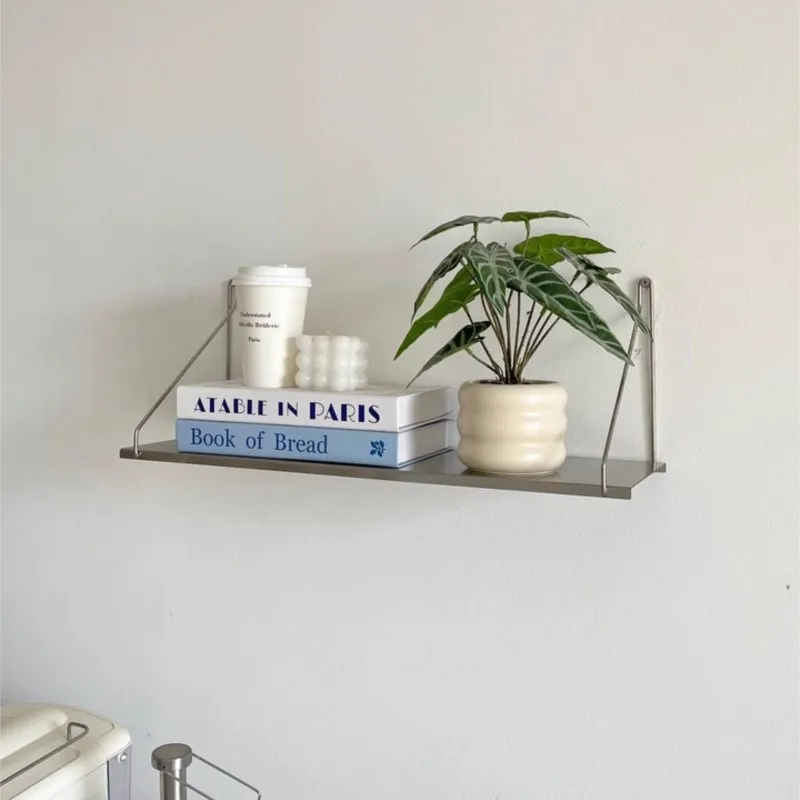 MOMO 중세 스타일 스테인레스 스틸 벽 선반 책장 선반 거실 배경 벽 DIY 고급 디자인 책장