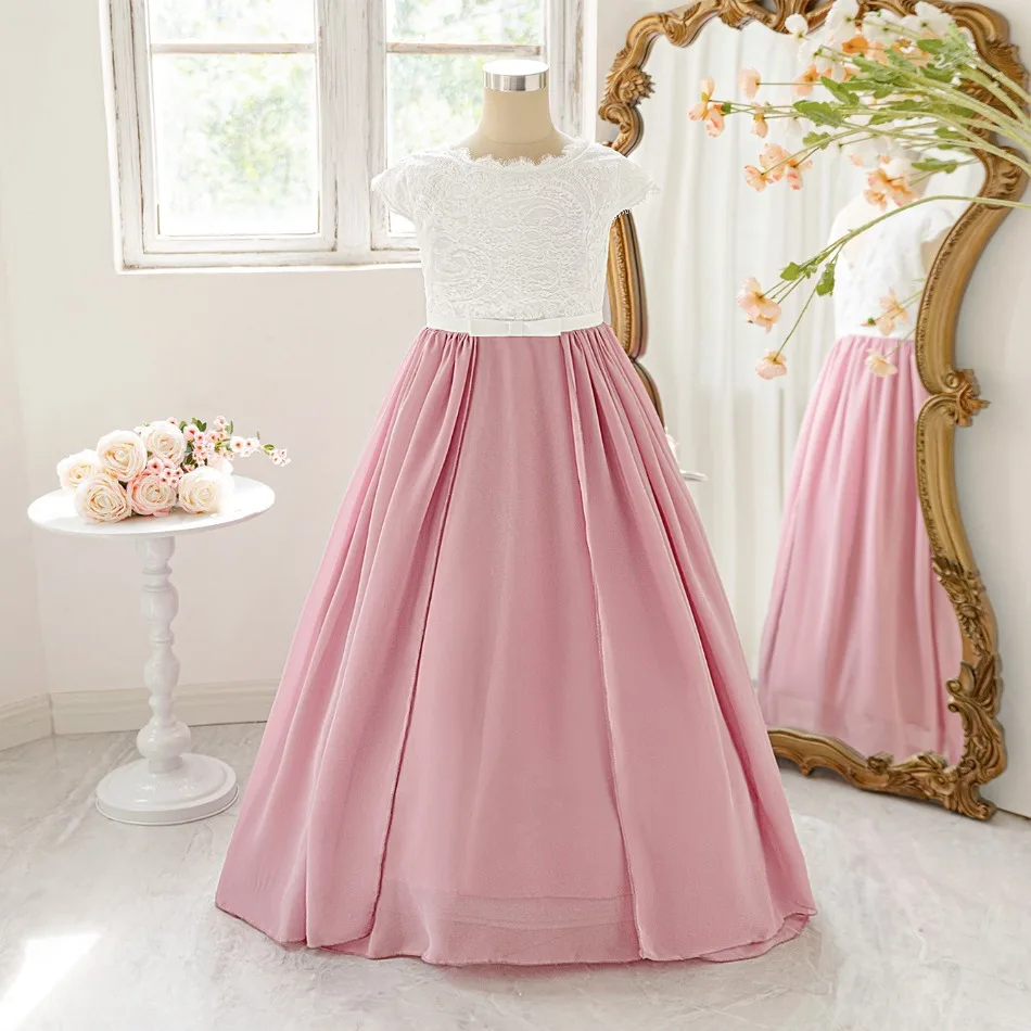 

Teen Girl Flower Summer Lace Princess Dress Fluffy Elegant Evening Dress Baby Birthday Party Girl Princess Dress 8-12Yrs ASQ03