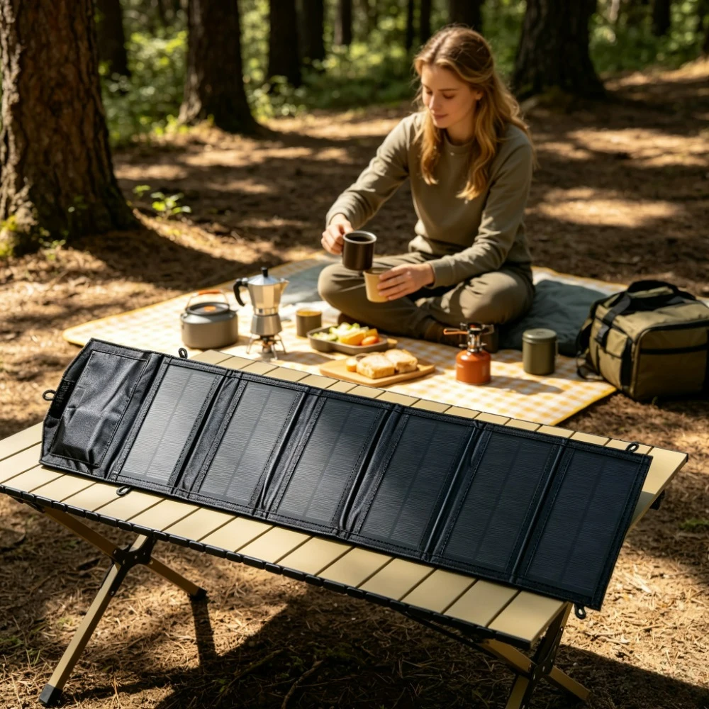 Foldable USB Solar Panel 25W 100W Portable Waterproof Solar Charger Compact Fold‑Up Design for Outdoor Cycling Backpacking RV