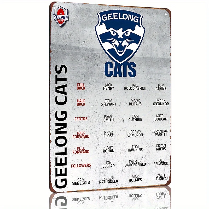 

Geelong Cats AFL Official Team Lineup Metal Tin Sign Wall Art - Vintage Retro Sports Decor with Player Names, for Man Cave Gar
