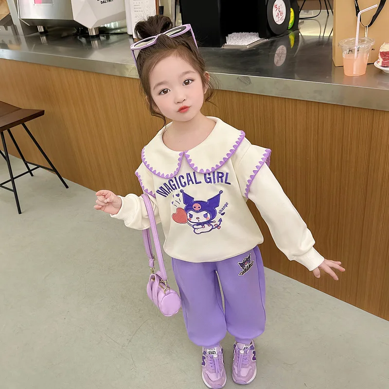 Kuromi Mädchen Anzug Frühling Herbst Cartoon Sweatshirt Kawaii Cartoon Cinnamoroll Casual Hosen Zwei Stück Set Lange Ärmel Hosen