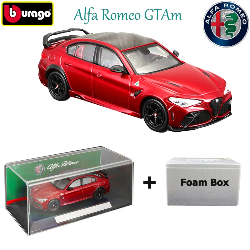 Bburago 1:43 Alfa Romeo Giulia GTAm Sport Cars Model Alloy Luxury Diecast Cars Model Display Box Collection Gift For Adults