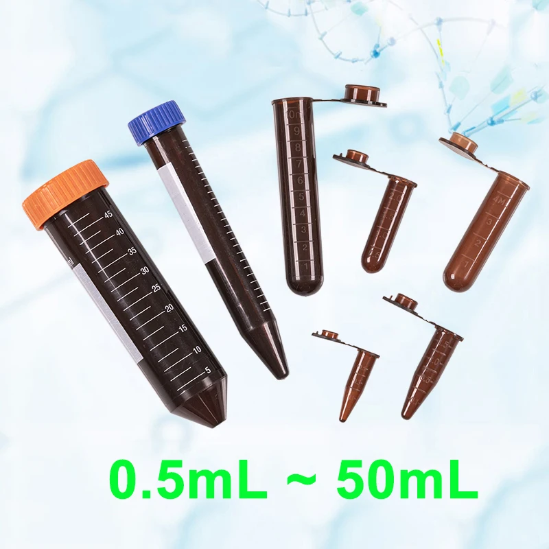 

Лабораторная центрифужная пробирка Экспериментальная пробирка темно-коричневого цвета Пластиковые пробирки EP 0,5 мл 1,5 мл 2 мл 10 мл 15 мл 50 мл 50 ~ 1000 шт.