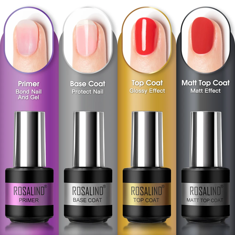 ROSALIND Mini Gel UV-nagellak met glanzend mat effect Top Coat Semi-permanent losweken voor nail art-decoratie