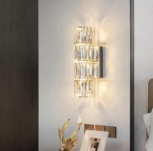 Modern Wall Light 90 G4 Switch Control Beautiful Transparent Stainless Steel Gold Crystal Chrome
