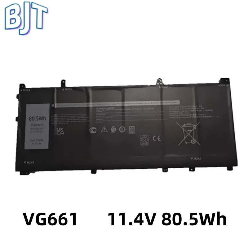 11.4V 6709mAh 80.5Wh Lithium-ion Laptop Notebook Battery VG661 for Dell Alienware X14 R1 R2 Series V4N84 Rechargeable New