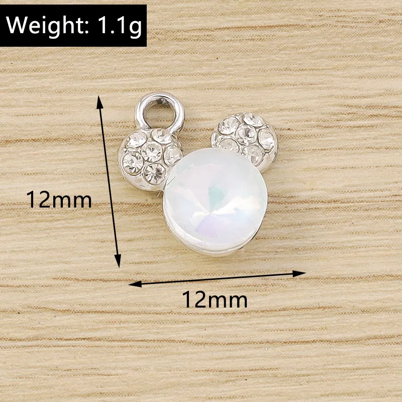 Tusember 10 Stück 12 mm voller Kristall, niedlicher Bärenkopf, Charms-Anhänger für DIY süße Ohrringe, Halskette, handgefertigtes Schmuckzubehör – Detail 1