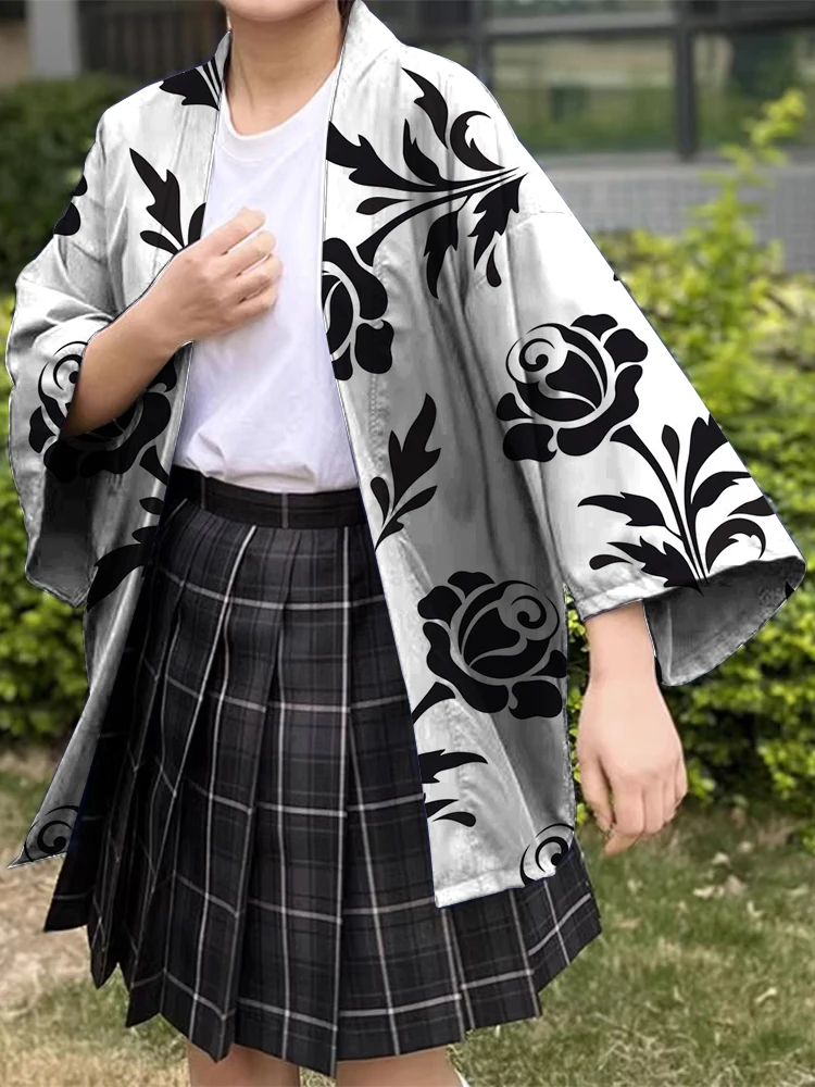 Japanese Traditional Dress Japanese Kimono Floral Printed Pattern Casual Comfortable Quality Kimono Half Sleeve Summer Fashion