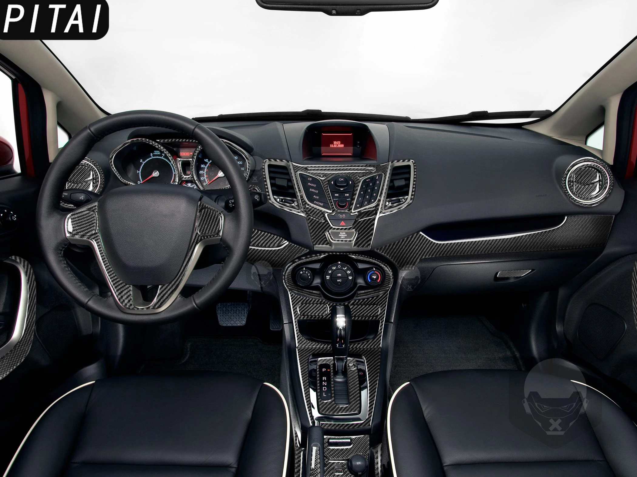 For Ford Fiesta 2011-2019 Carbon Fiber Speedometer Gear Panel Panel Trim Strips Car Interior Accessories decoration Sticker
