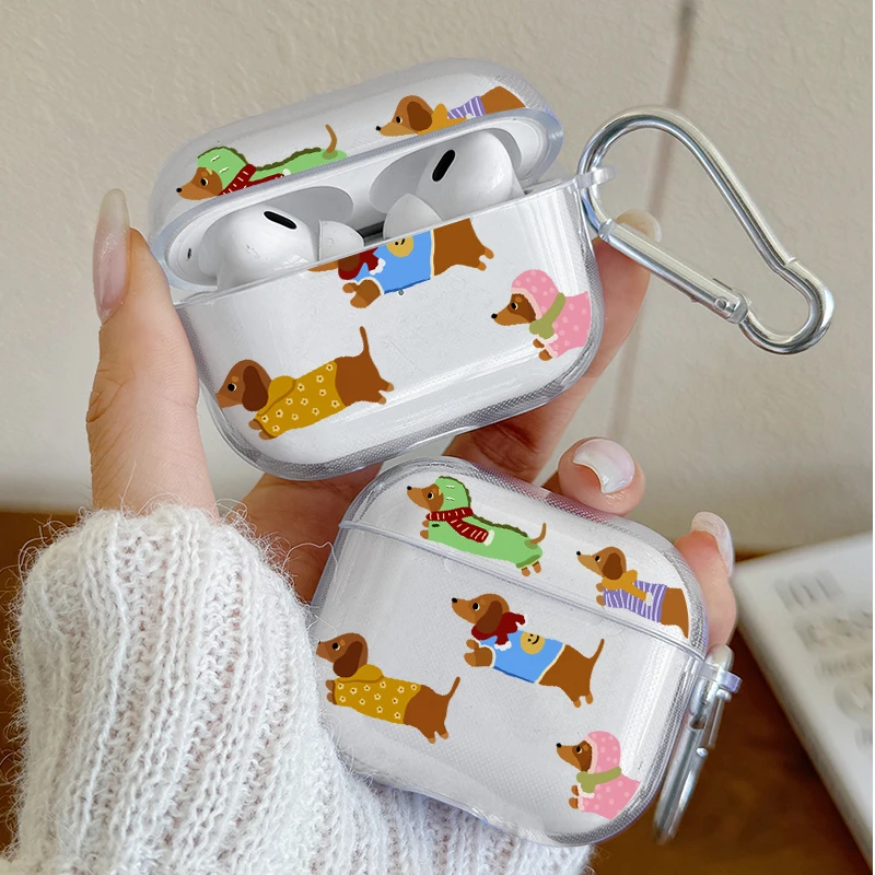 Cute Cartoon Dachshund Earphone Case for AirPods Pro3/Pro2/P