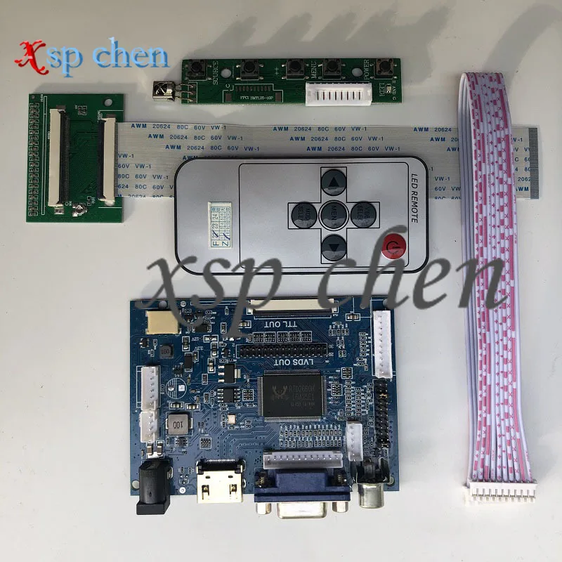 Imagem -02 - Polegada Tela Lcd Hsd062idw1 A00 A01 A02 Placa de Motorista Hdmi Vga 2av 50pin para 60pin Placa de Controlador Ttl Lvds 6.2