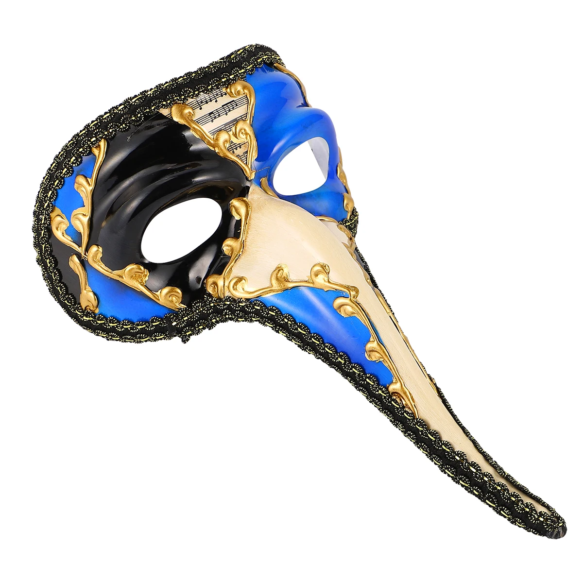 

Long Nose Mask Blue Plastic Masquerade Ball Costume Party Favor Halloween Prom Mask Shiny Glitter Elegant Pattern Matching Face