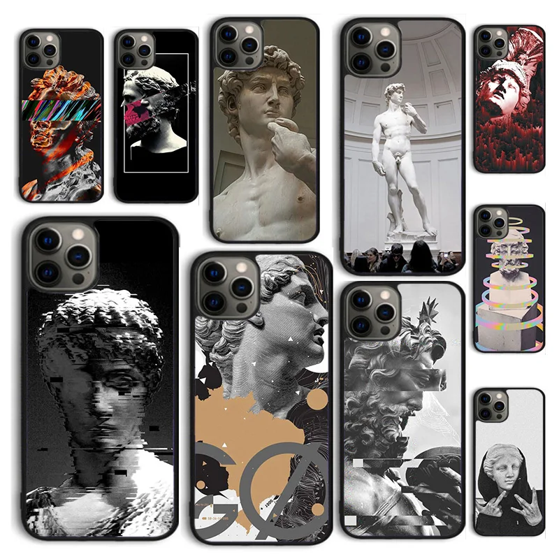 Abstract Vaporwave Greek Sculpture Glitch Art Phone Case for iPhone 16 15 12 mini 11 13 14 Pro Max SE2020 Apple 6 7 8 Plus