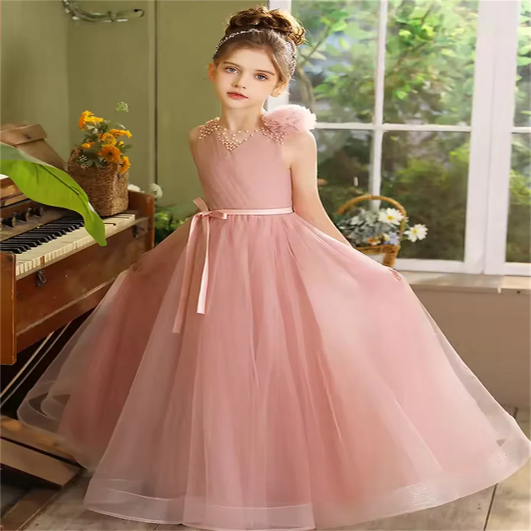 Children's birthday pompadour dress Girls small host piano performance Junior bridesmaid dress/can be customized