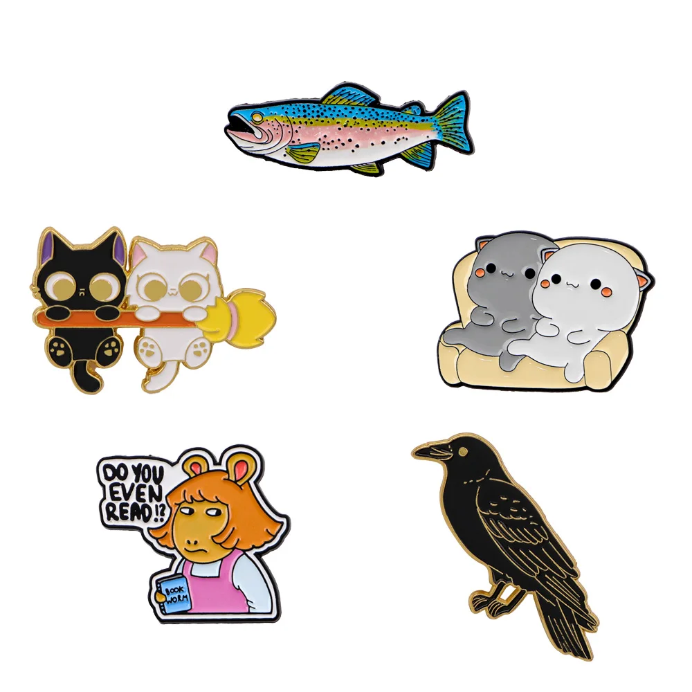 

Брошь с персонажем мультфильма для одежды, булавки для лацканов, мужские и женские эмалированные булавки, значки с изображением кота на одежде, модные ювелирные аксессуары