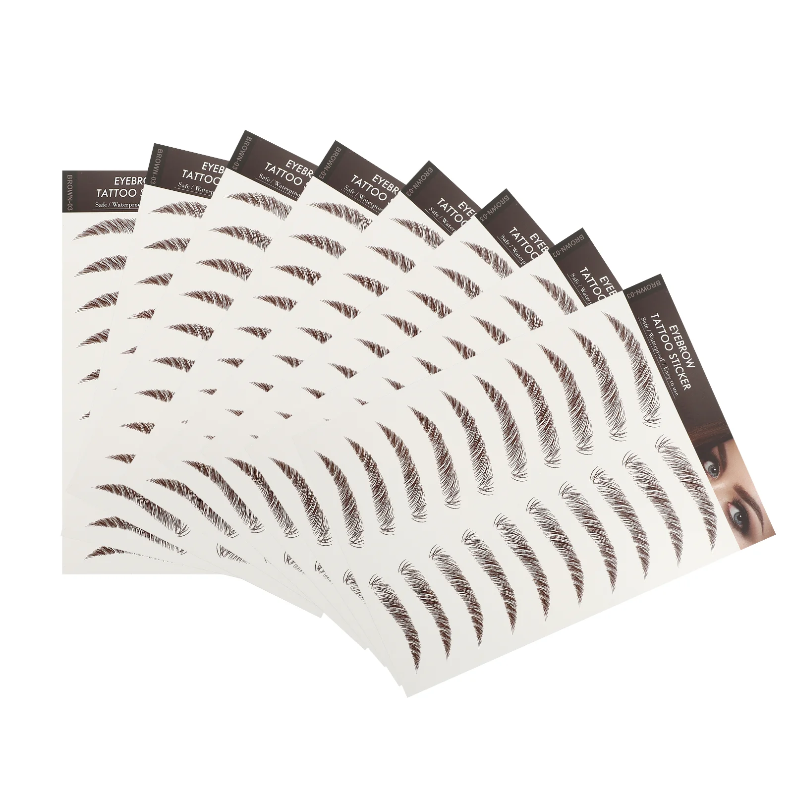 

9 Sheets Waterproof Eyebrow Stickers 6D Hair Like False Eyebrows Cosmetics Imitation Artificial Makeup Brown Transfer Stencils