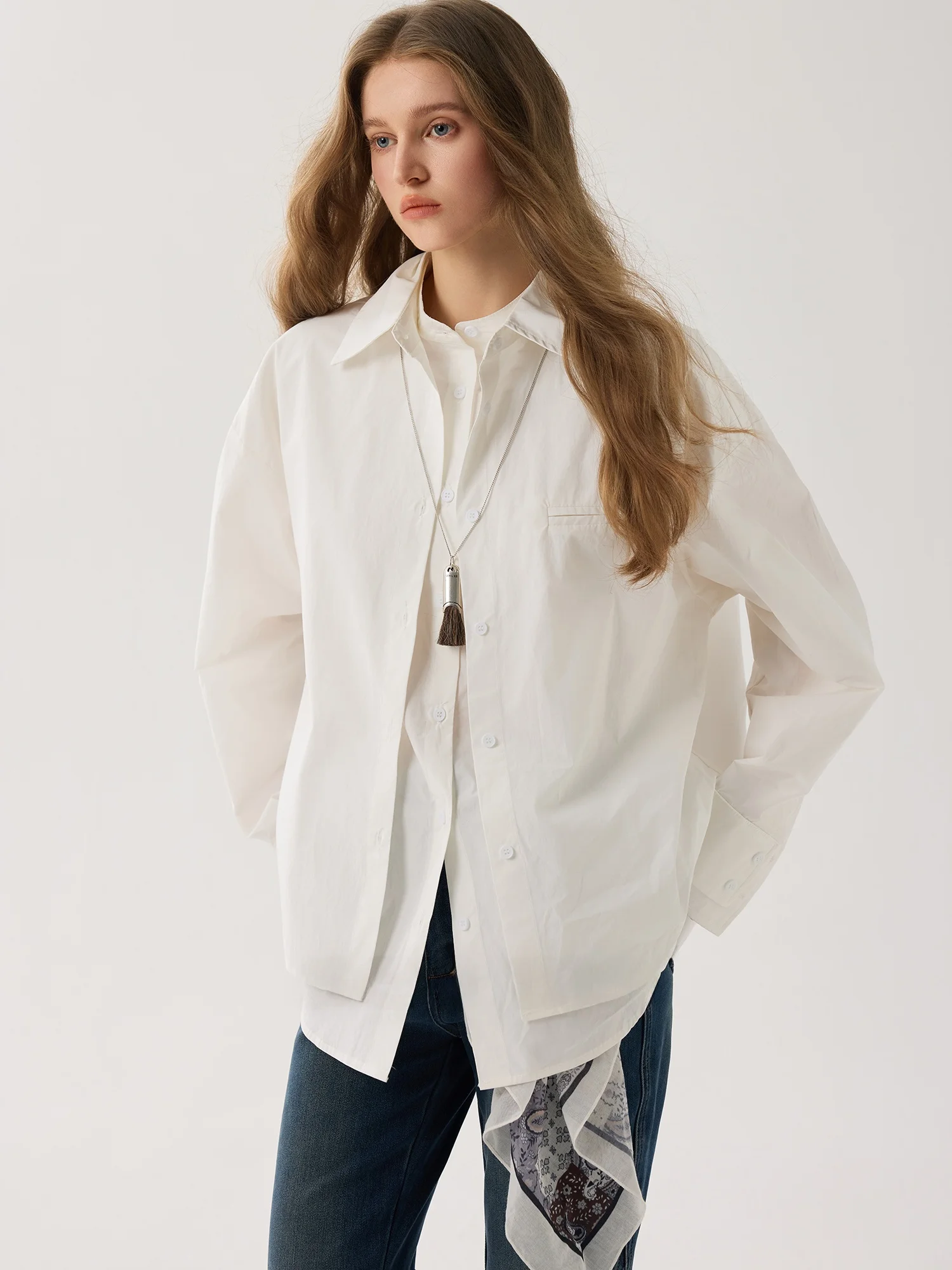 

Повседневное женское пальто из чистого хлопка с эффектом двухслойности, свободного кроя, с широкими рукавами, модное, весна-лето