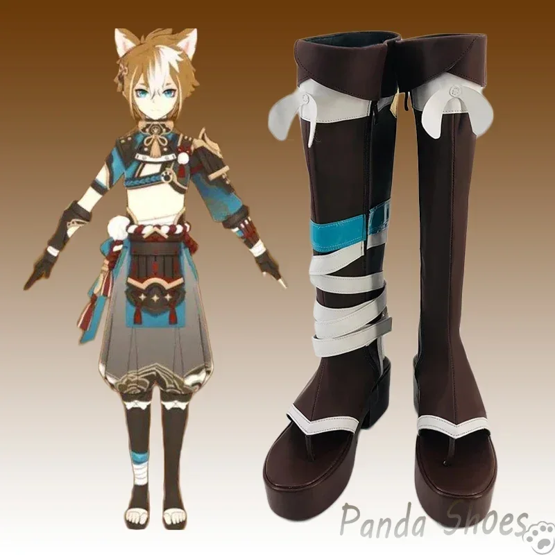 Genshinimpact Gorou Scarpe Cosplay Gioco Anime Cos Zoccoli lunghi Stivali Gioco Gorou Costume Cosplay Scarpe Prop per la festa di Halloween