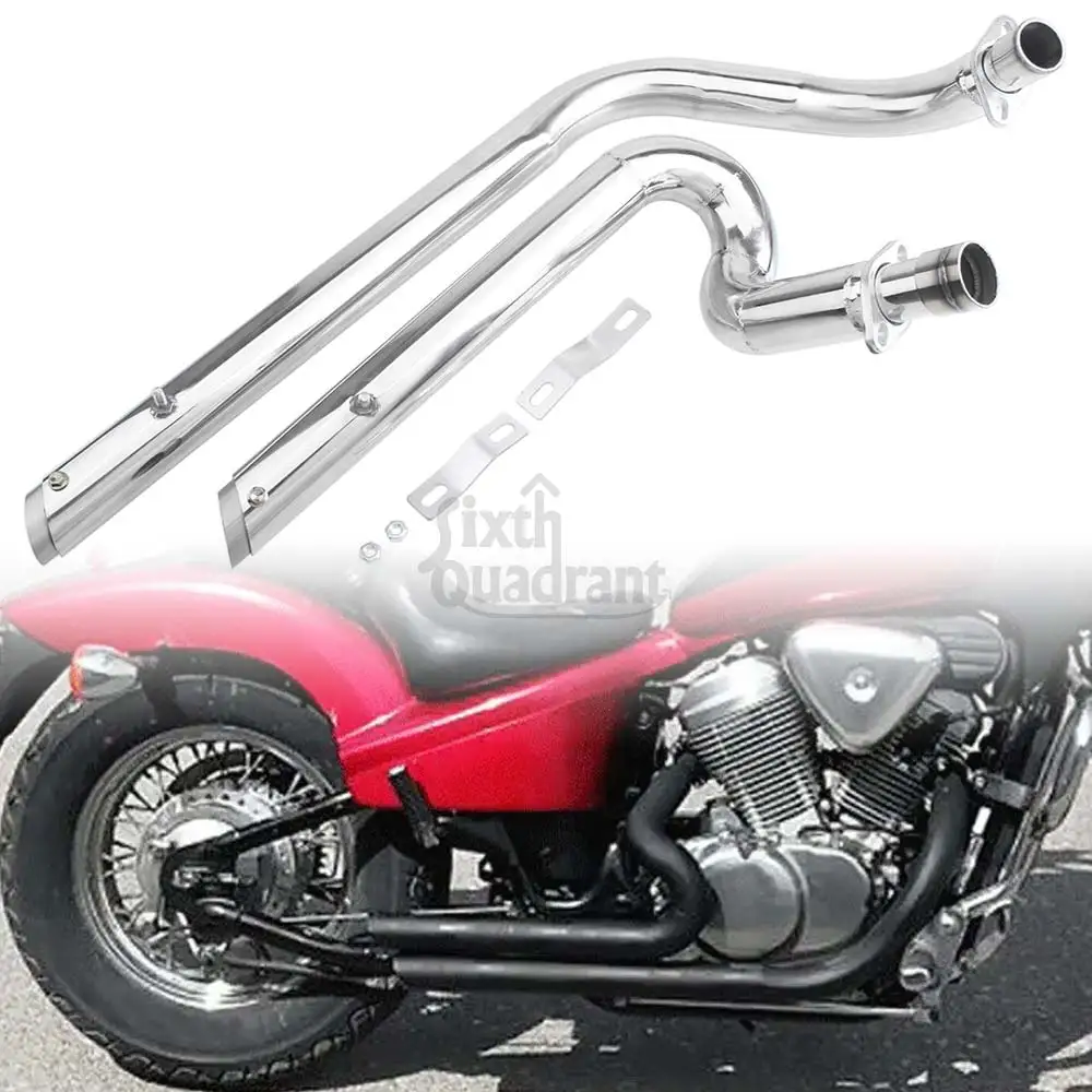 For HONDA Shadow VLX 600 VT600C 1988-2008 VT600CD Deluxe Steed Shadow VLX 400 Motorcycle Accessory Duals Exhaust System Muffler