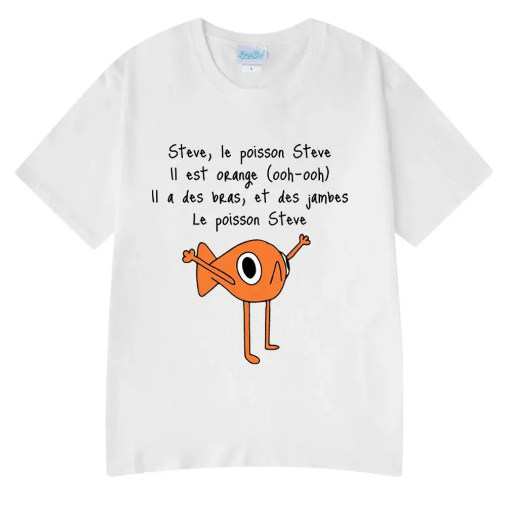 Memes Cartoon Print T-Shirts Lustige Fische Le Poisson Steve T-Shirt Baumwolle Merch Kurzarm Rundhals T-Shirt Unisex Freizeitkleidung