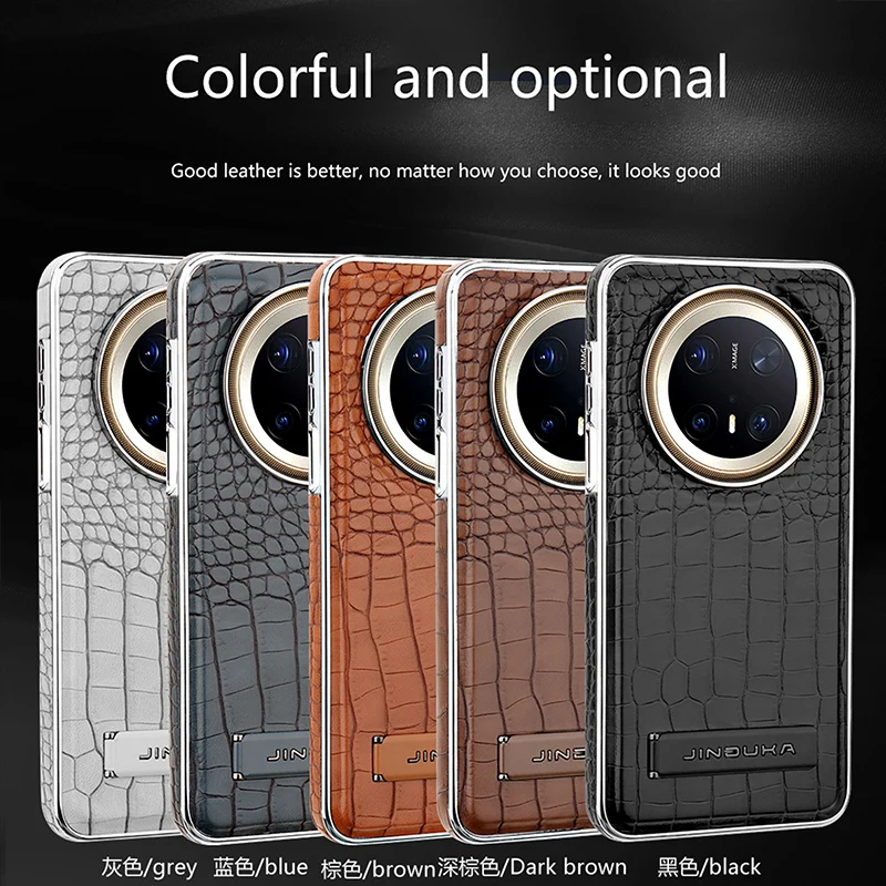 

Jinduka Case For Huawei Mate 70 60 Pro Plus Built-in Magnetic Luxury Crocodile Pattern Leather Electroplate Bracket Cover