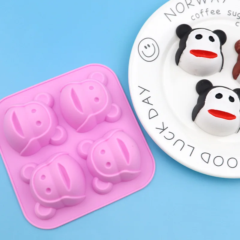 

4 Even Monkey, Silicone Cake Mold, Handmade Soap Mould DIY Aromatherapy Plaster Tool XG748