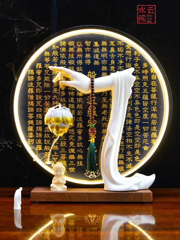 Zen ornaments Buddhist hall backflow incense bergamot incense burner living room office decoration desktop tea table decoration