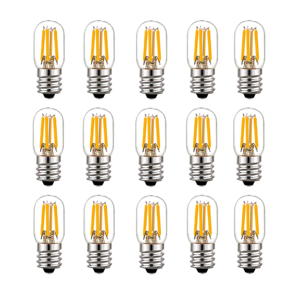 T20 2W Dimmbare Edison LED-Glühbirnen E12 E14 Röhrenförmige LED-Filament-Glühbirnen Klarglas 2200K Kühlschrank-Hängelampen Mini-Nachtlampen