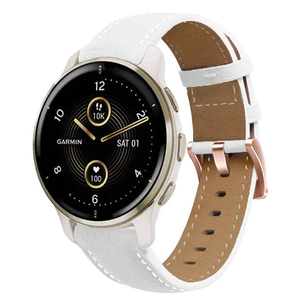 20mm Leather Strap For Garmin Venu SQ 2 Plus/vivoactive 3/5 Easy fit Band for Forerunner 165/245/645/55 Silicone Bracelet Correa