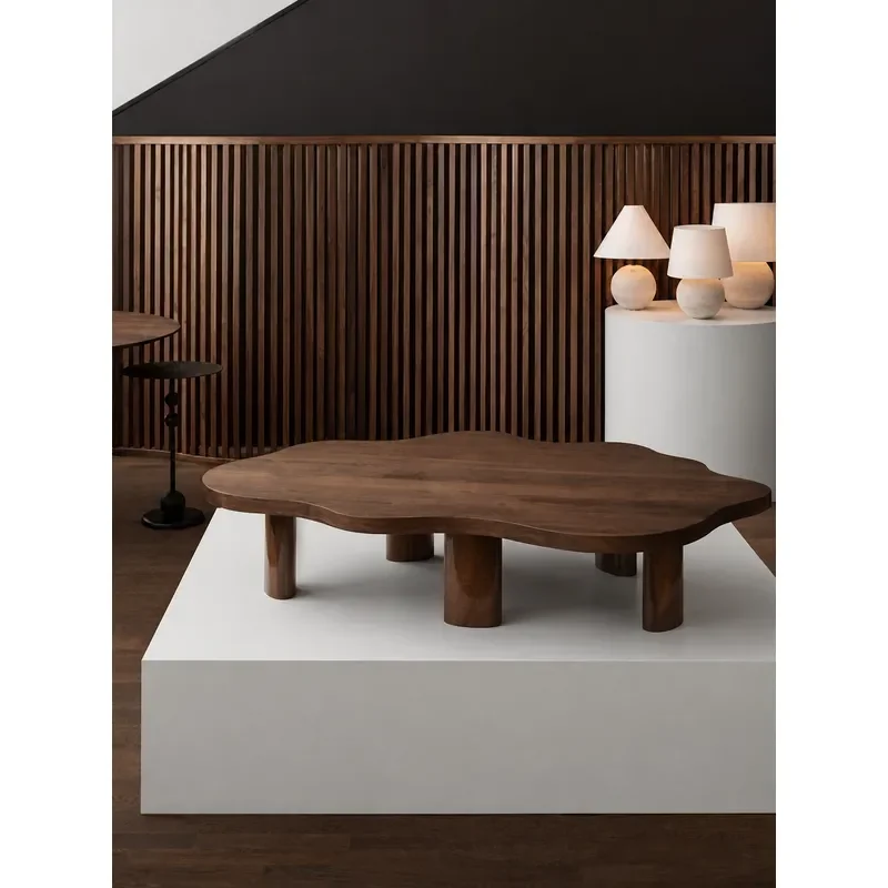 Minimalist Solid Wood Coffee Table Irregular Cloud Shape Living Room Home Wabi Sabi Style Tea Table Creative Furniture