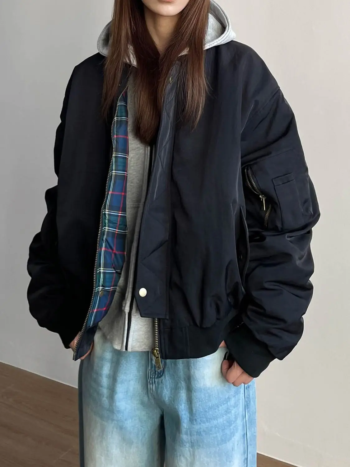 

Куртки-бомберы, женская куртка Techwear, осенняя смесь минимализма, облегающая талия с застежкой на талии, OL, профессиональная винтажная одежда для поездок на работу