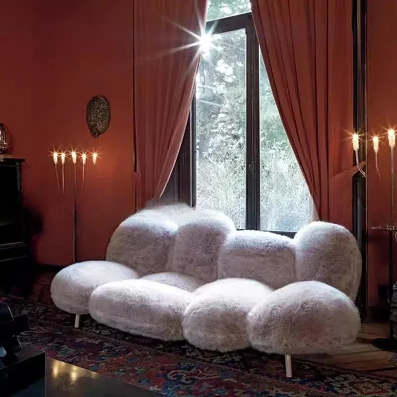 Nordic simplicity, sofa minimalist special-shaped, cream style lazy creative sofa