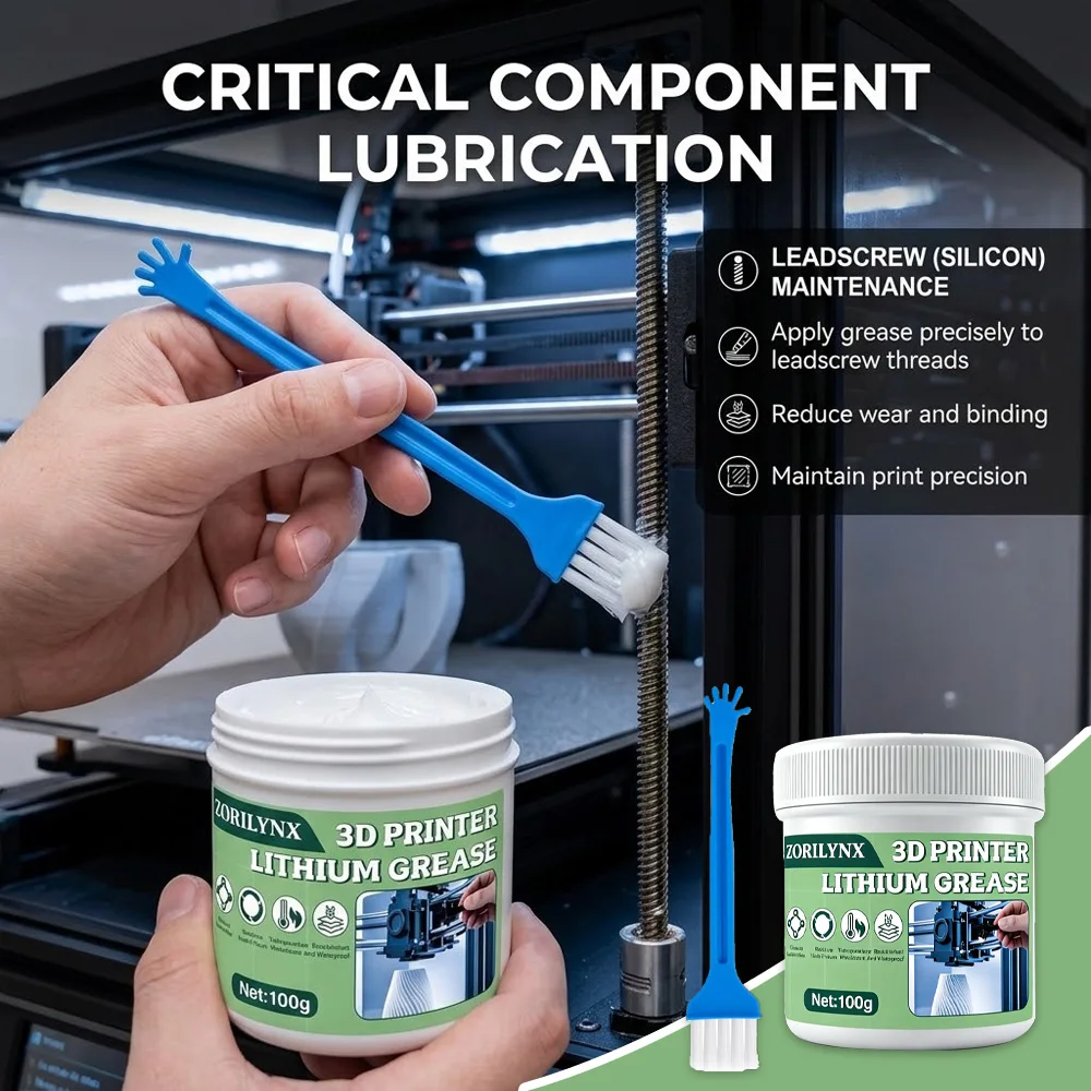 100g 3D Printer Lithium Grease High Precision Smooth Rail Lead Screw Lubricant Anti Wear Noise Reduction Paste ZORILYNX