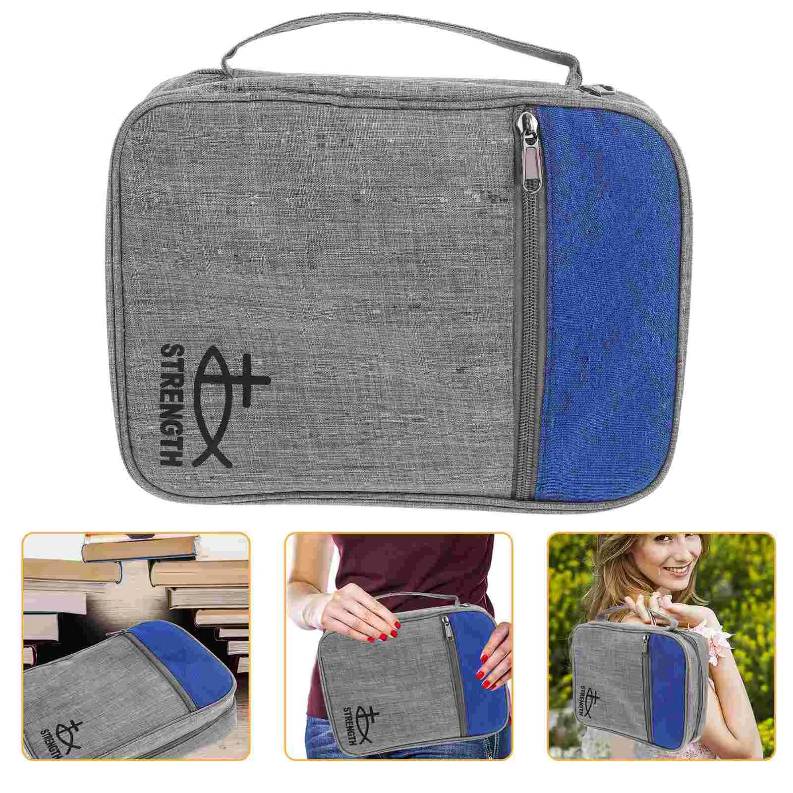 Custodia per libro della Bibbia Custodia per notebook Borsa per documenti Tracolla grigia portatile leggera Protezione per libri creativi per le donne Copertine della Bibbia