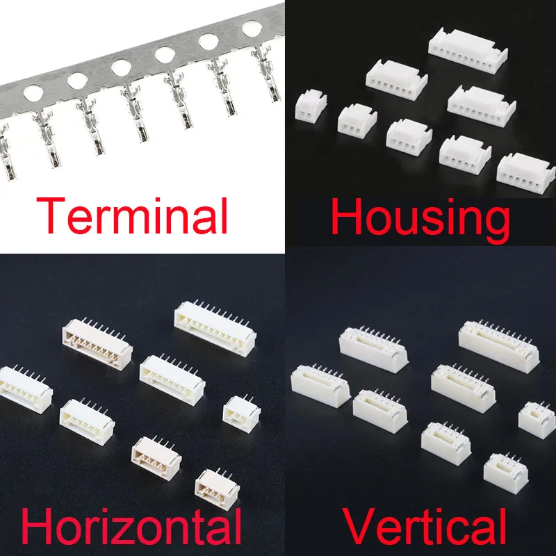 20PCS GH1.25 GH 1.25 1.25mm with lock Connector Socket Pin Header Vertical Horizontal JST Housing terminal 2 3 4 5 6 8 12 pin