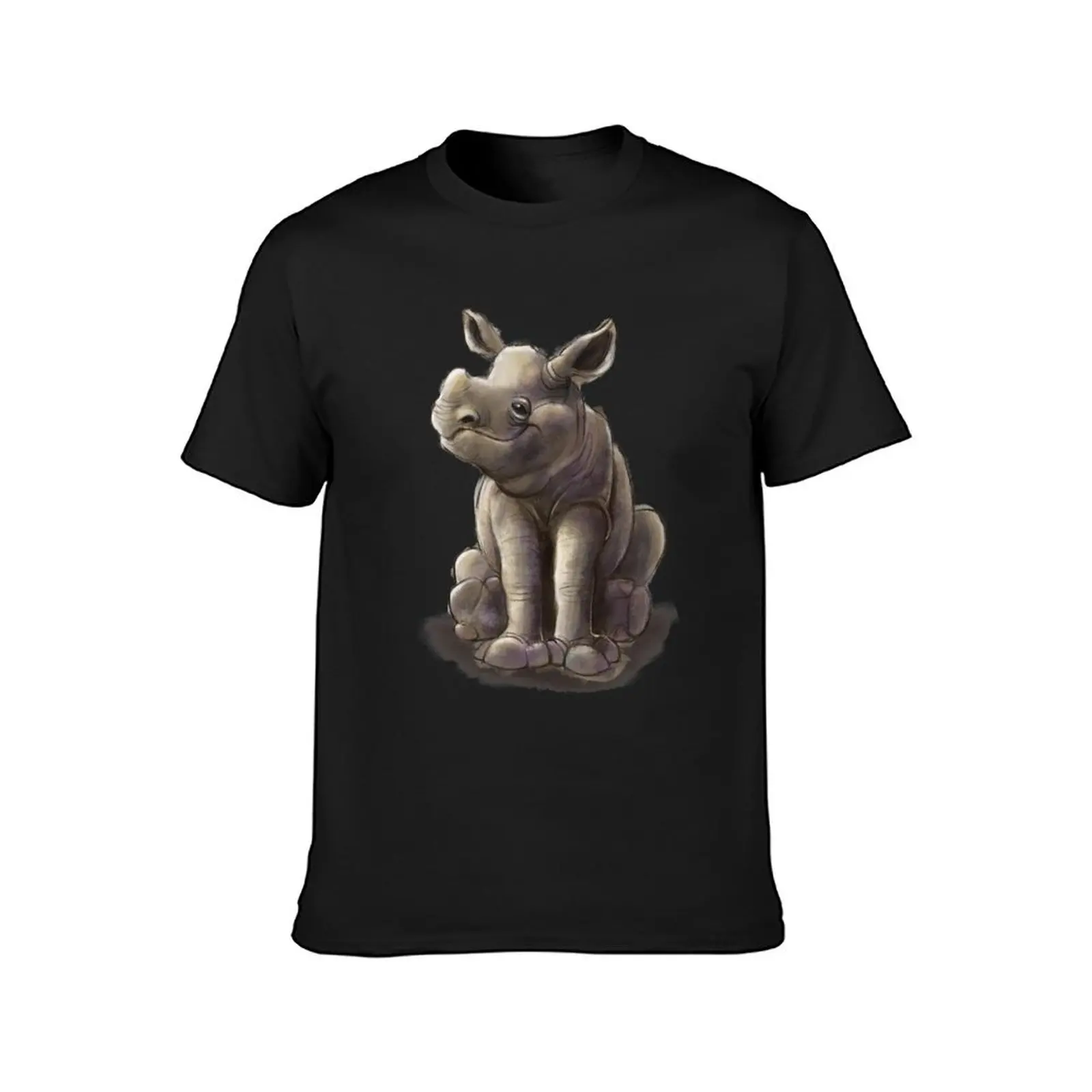 Rhino Baby T-Shirt kawaii clothes oversized graphic tee black t shirts for men