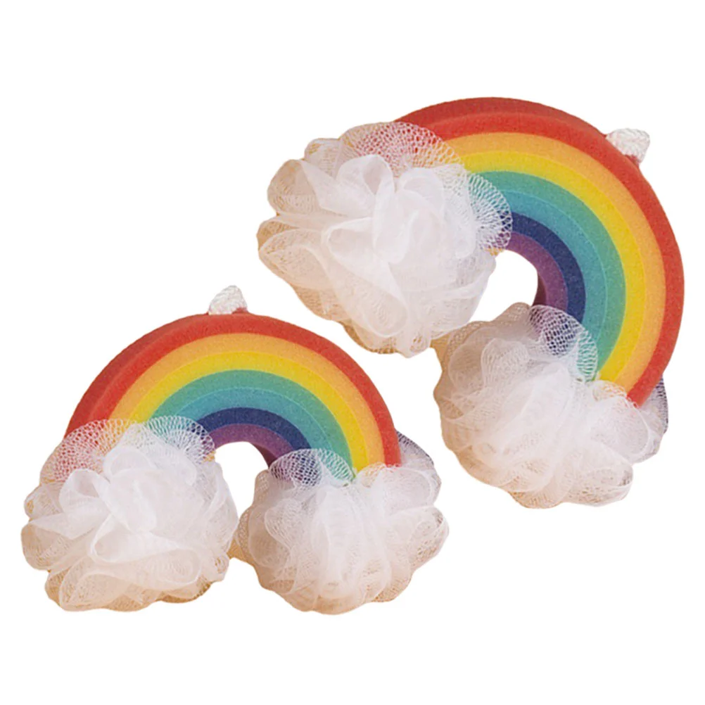 2 Pcs Rainbow Bath Flowers Exfoliating Shower Luffas Back Scrubber Ball Massage Towels Kid Loofah Boy