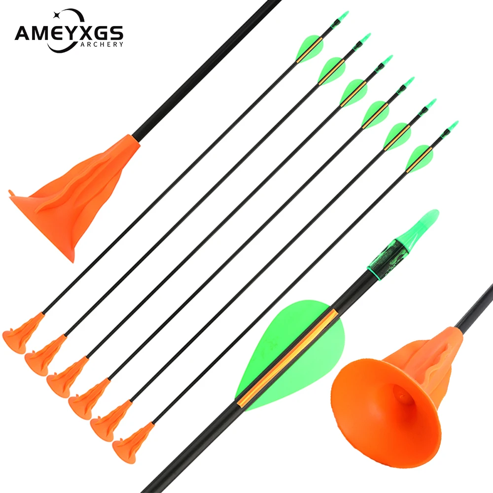 6/12pcs 74cm Archery Sucker Arrow Adults Children Shooting Training Safe Rubber Arrowhead for Kids Archery Game Fiberglass Arrow