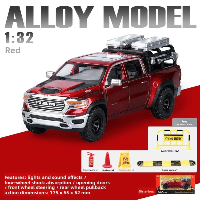 

Diecast 1:32 Dodge RAM 1500 Pickup Car Model Collection Miniature Voiture Hobby Home Decor Off-Road Vehicle Toy Boyfriend Gift