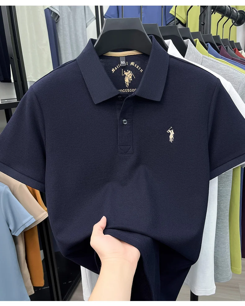 High-End 100% Baumwolle Kurzarm Polo Shirt Sommer Mode Luxus Marke Pony Stickerei T-Shirt Business Freizeit Golf Herrenkleidung – Detail 29
