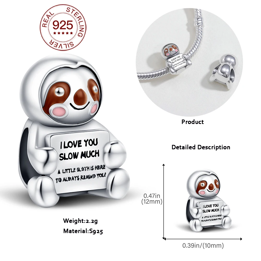 New Classic Comfort Doll Pendant Fitted Bracelet DIY Family Friends Gift Sloth Charm Fashion Jewelry Love Holiday Gift
