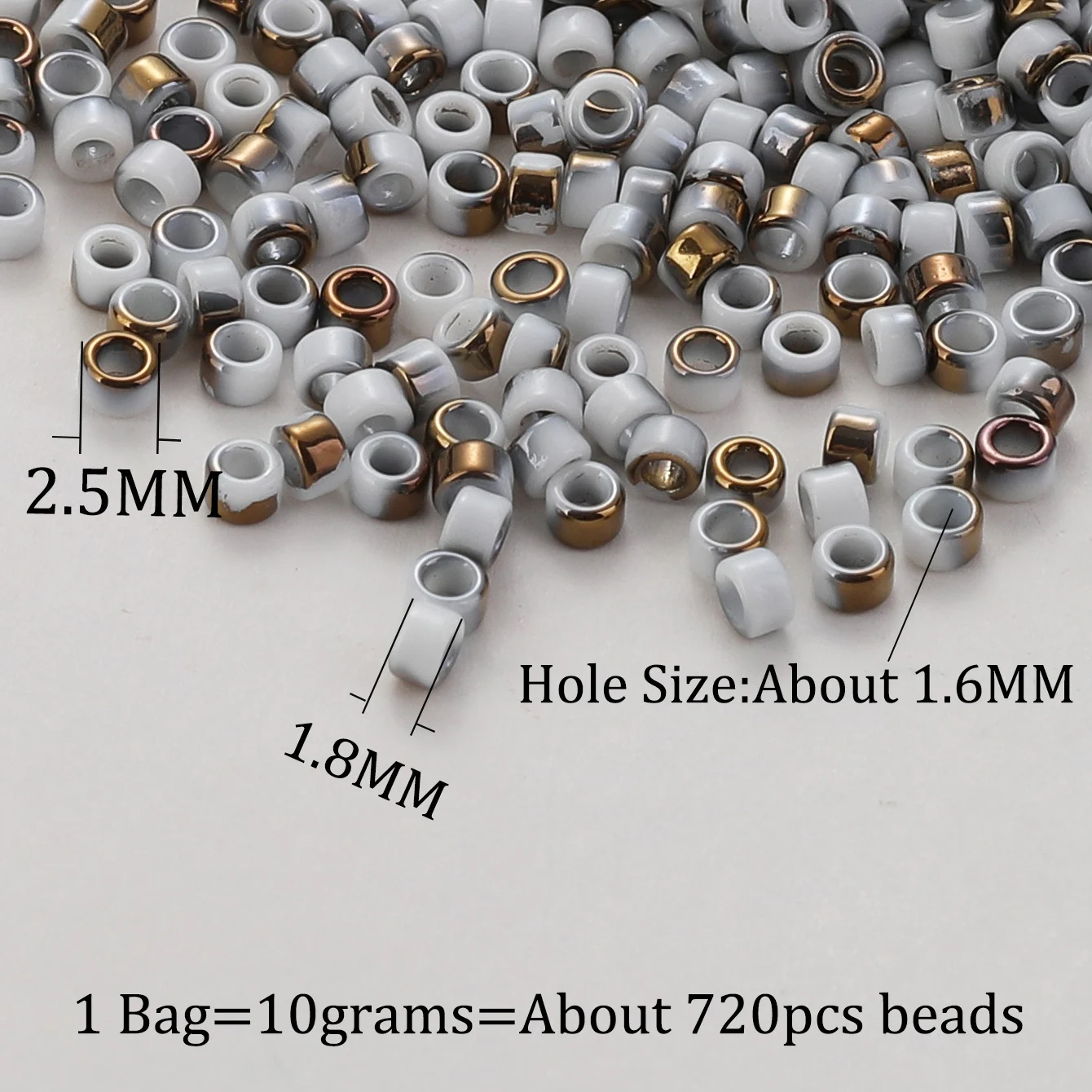 720 Pieces 2.5MM Half Gold Plating Glass Seed Beads For Bohemia Handwork Waterproof Japanese Quality Glass Beads 10grams/bag