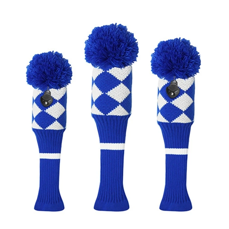 3Pcs Knitted Knitted Golfing Driver Headcover Golfing Club Head Covers D5QD