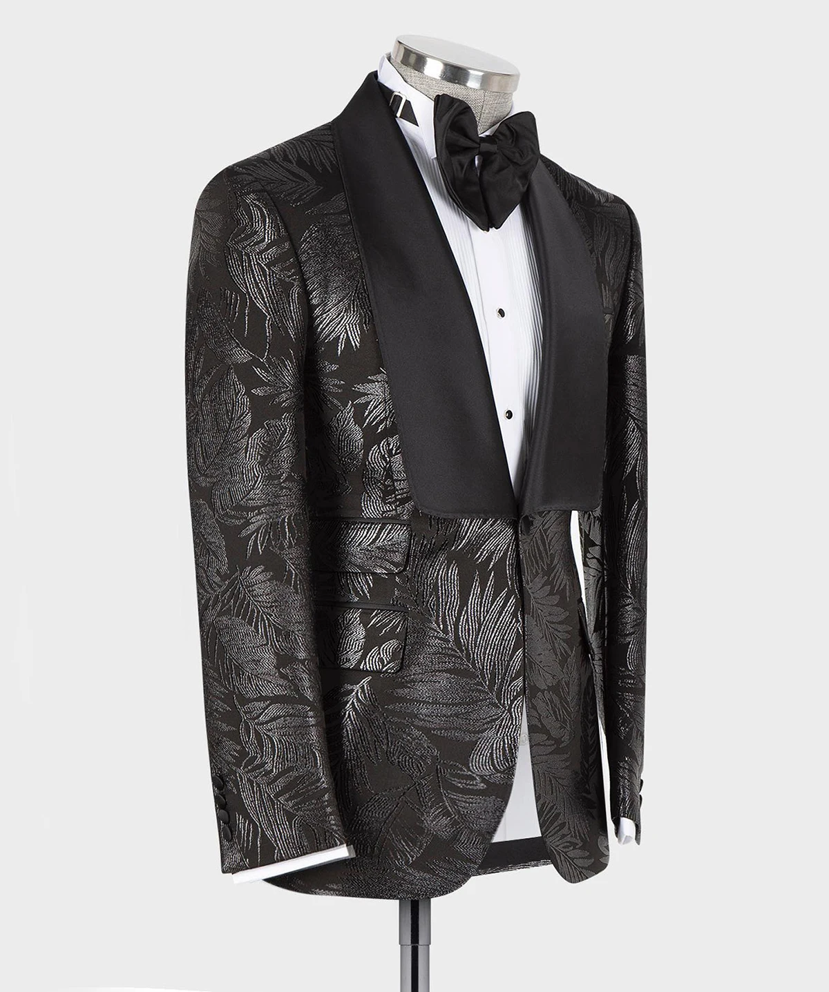 Trajes de boda con estampado de hojas clásicas para hombre, traje de 2 piezas para novio, a medida, cantante, ocasiones formales, para fiesta