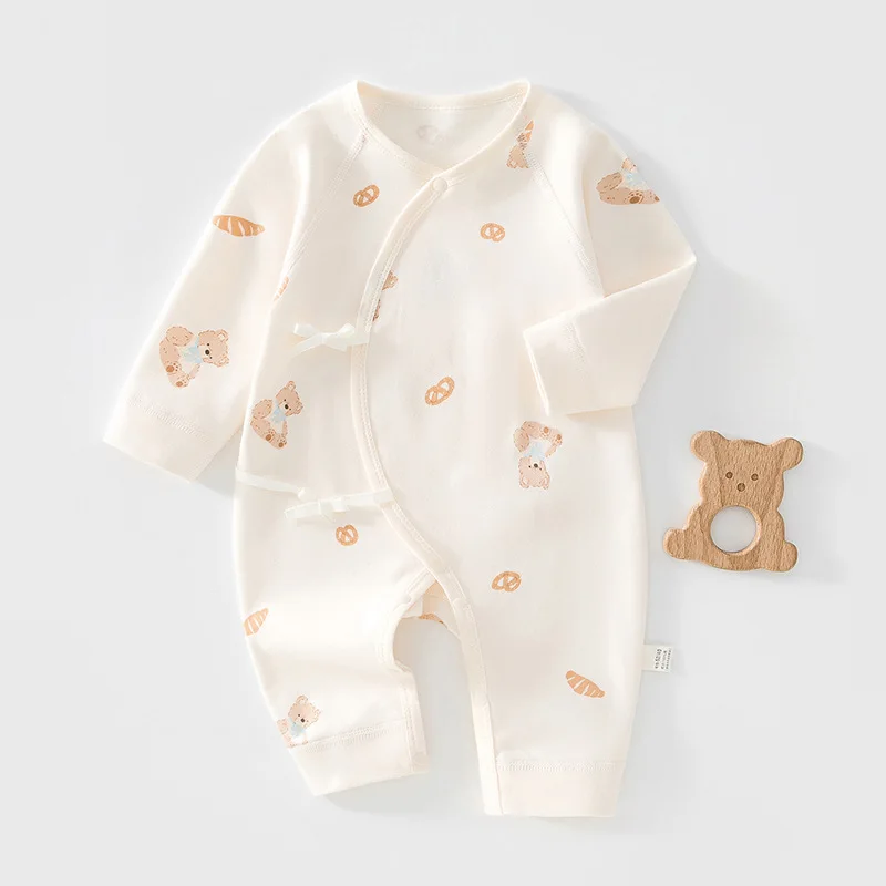 Spring Infant Baby Cartoon Long Sleeve Jumpsuit Comfort 0-6M Newborn Cotton Belly Protector Romper Baby Clothes